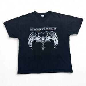 Easy Riders Vintage Y2k Metallic Cyber Skull Biker Motorcycle Tee Black T-shirt